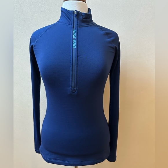 Nike Tops - Nike Pro Women's Hyperwarm Half Zip Pullover Navy Blue Size S